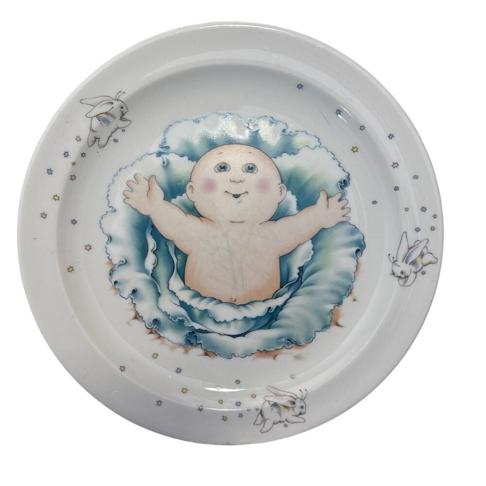 Vintage 1984 Cabbage Patch Kids Royal Worcester Plate  Baby & Bunny Design 8"
